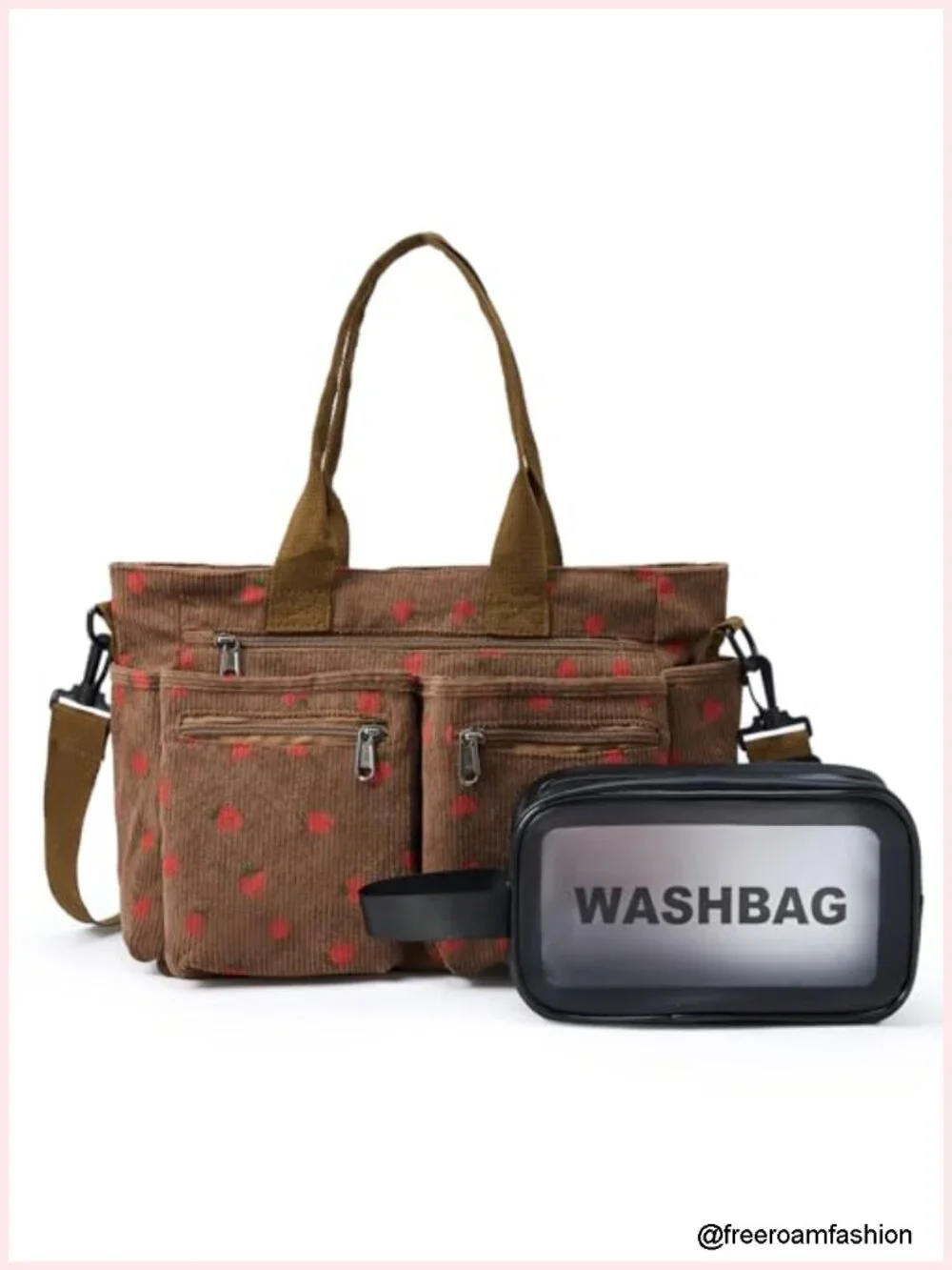 Corduroy Tote Bag Crossbody Handbag 9-Pocket Satchel Work Travel